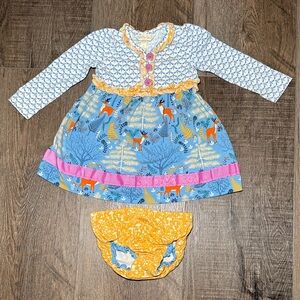 Matilda Jane Dress with Bloomers Woodland Print